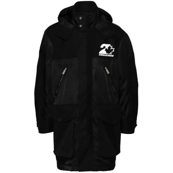 Пальто flap-pocket hooded parka Dsquared2, черный