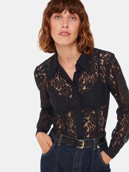 Кружевная блузка Lucy со швами Whistles, черный