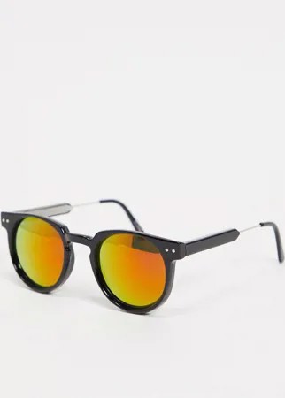 Круглые солнцезащитные очки в стиле унисекс в черной оправе и с красными зеркальными стеклами Spitfire Teddy Boy-Черный