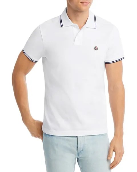 Рубашка поло с короткими рукавами и кончиками Moncler, цвет White