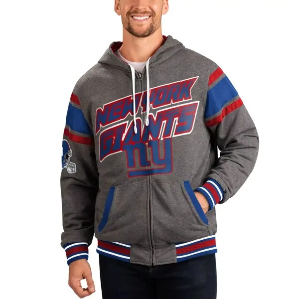 Мужская спортивная куртка Carl Banks Royal/серая New York Giants Extreme с двусторонней толстовкой и молнией во всю спину G-III