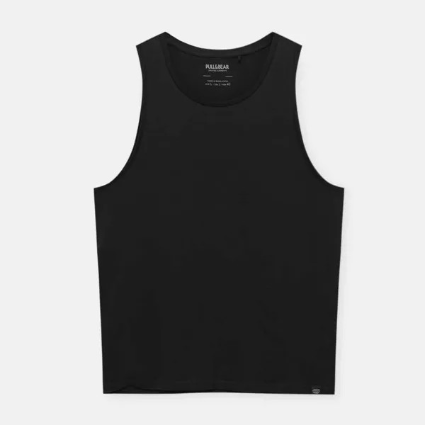 Майка Pull&Bear Basic Tank, черный