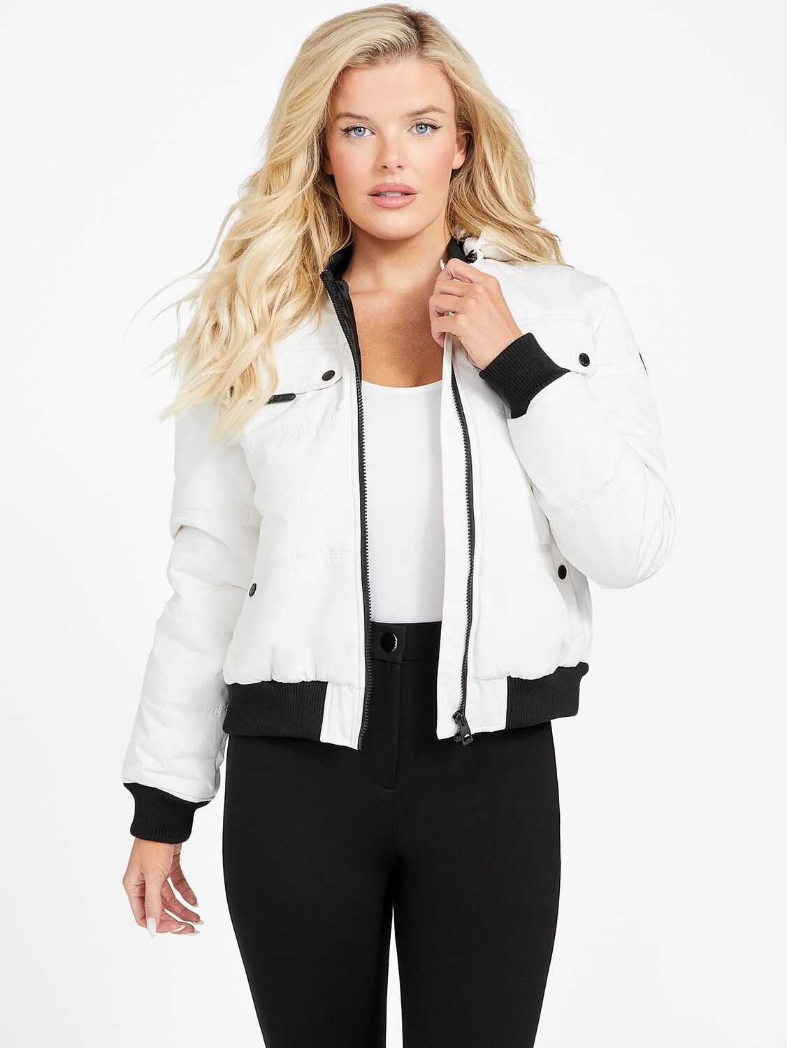 Стеганая куртка Eco Dustina с капюшоном Guess Factory, цвет Spirit White