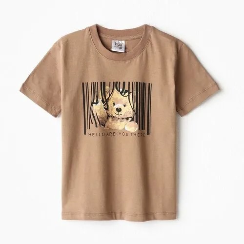 Футболка Ohana kids, размер 34/128, коричневый