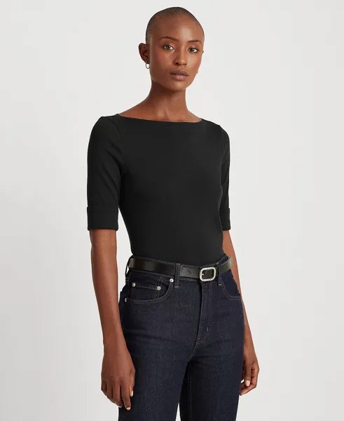 Эластичный топ с вырезом лодочкой, стандартный и миниатюрный Lauren Ralph Lauren, мульти