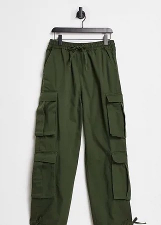 Свободные брюки цвета хаки в утилитарном стиле с заниженной талией COLLUSION Unisex-Зеленый цвет