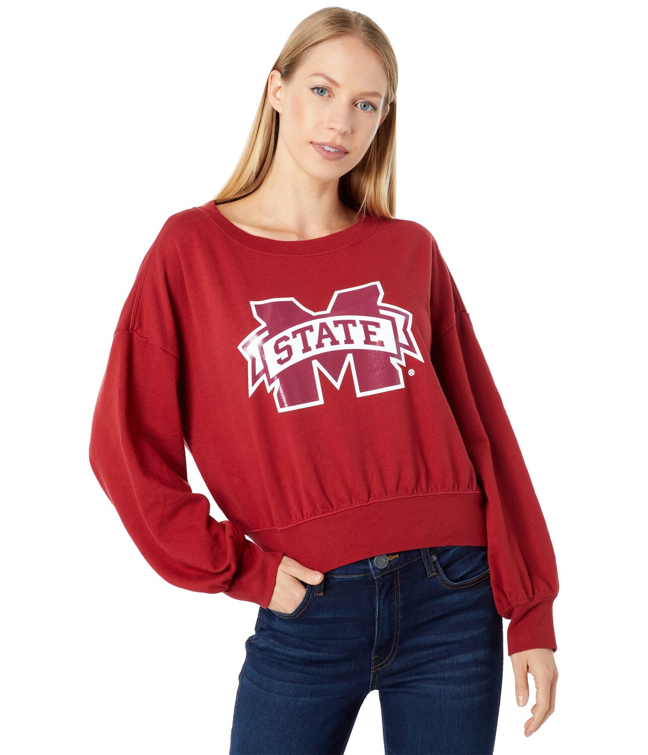 Пуловер Lauren James, Mississippi State Bulldogs Cropped Crew Neck Sweatshirt