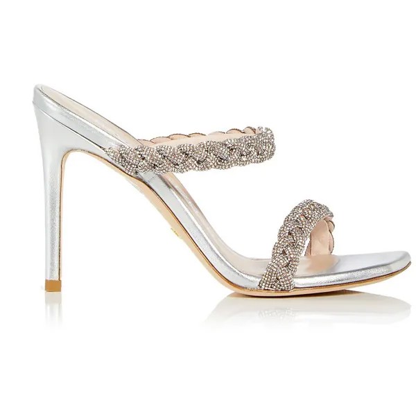 Женские нарядные туфли без каблука Addison Stuart Weitzman, серебро