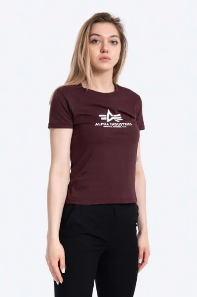 Хлопковая футболка New Basic T Alpha Industries, бордовый