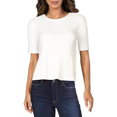 3x1 Женская белая футболка в рубчик Sasha с боковыми разрезами S BHFO 8329