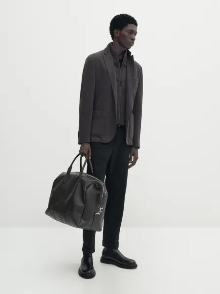 Пиджак из хлопка на съемной подкладке Massimo Dutti, серый