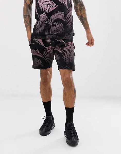 Комбинируемые шорты с градиентным пальмовым принтом D-Struct-Черный
