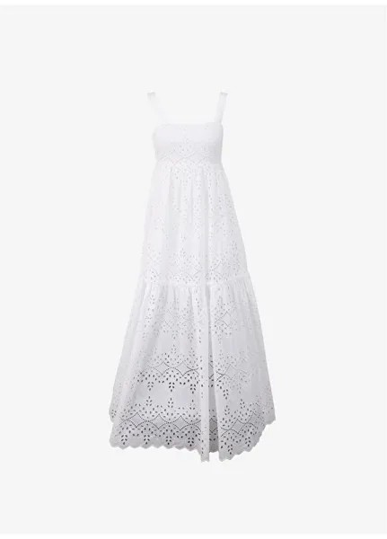 Белое стандартное женское платье с квадратным воротником BBSP23FDR024 Brooks Brothers