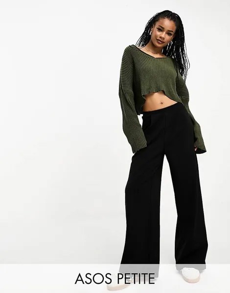 Брюки Asos Design Petite Wide Leg Jersey Suit, черный