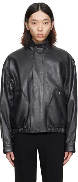 Черная кожаная куртка на молнии Wooyoungmi, цвет Black