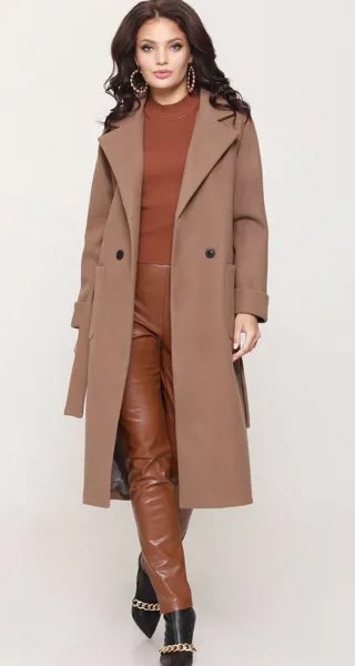 Пальто женское DSTrend Планы на осень коричневое 48 RU
