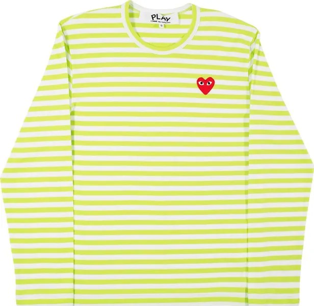Лонгслив Comme des Garçons Long-Sleeve Striped Tee With Small Heart 'Green', зеленый