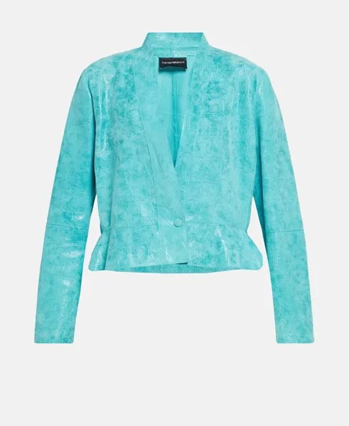 Кожаный пиджак Emporio Armani, лазурный синий