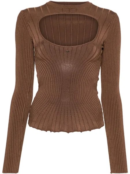 Mugler джемпер с логотипом, коричневый