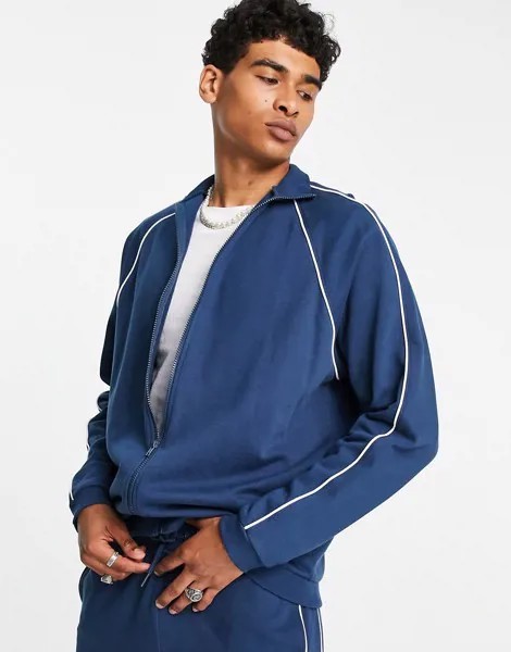 Темно-синяя oversized-олимпийка с отделкой кантом (от комплекта) ASOS EDITION-Голубой