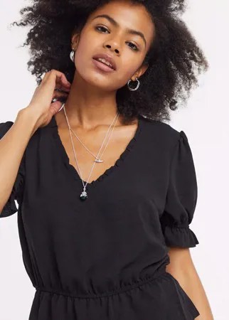 Черная чайная блузка Topshop-Черный цвет