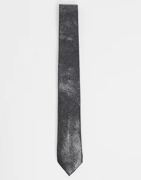 Серебристый галстук из материала металлик с эффектом потертости Twisted Tailor