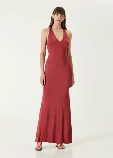 Темно-красное платье-макси с детализацией на спине Louisa Ballou