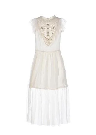 Белое платье с ажурной вставкой TWINSET