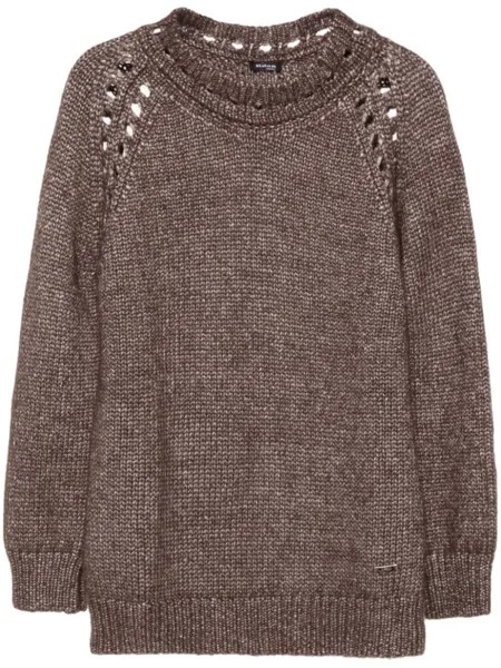 Kiton джемпер ажурной вязки, коричневый
