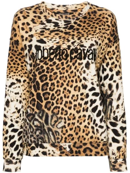 Толстовка с принтом Jaguar Skin Roberto Cavalli, бежевый