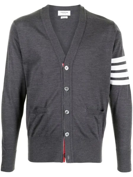 Кардиган с полосками 4-Bar Thom Browne, серый