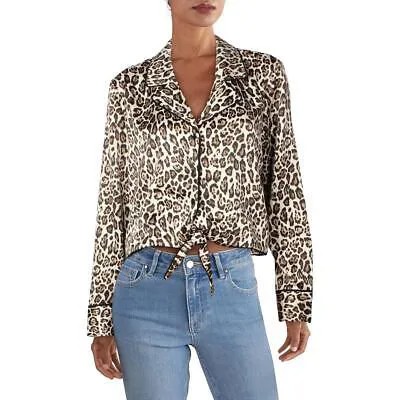 Женская блузка с завязкой спереди Bar III Leo Brown Leopard, рубашка XS BHFO 6273