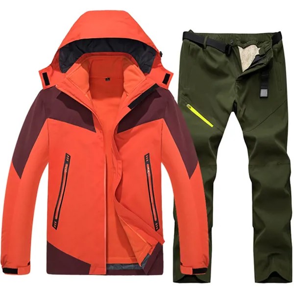 Новый Зимний лыжный костюм для мужчин, ветрозащитная Водонепроницаемая Теплая стеганая куртка для сноуборда, комплект уличных курток для альпинизма и лыж и штаны для снега