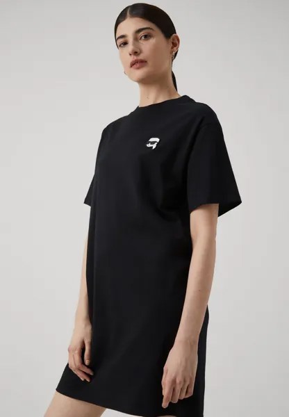 Платье из джерси Ikonik 2.0 Patch Dress KARL LAGERFELD, черное