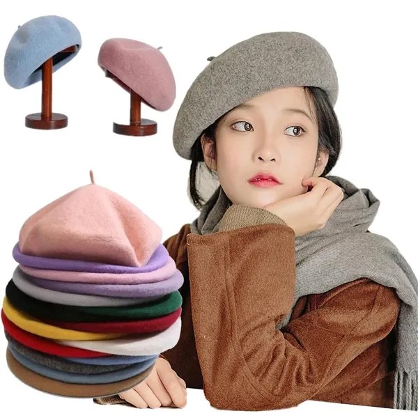 Женщины Мода Осень Зима Удобные Вязаные Шапки Берет Шляпы Теплая Шапка Мягкая Шапочка Шляпа