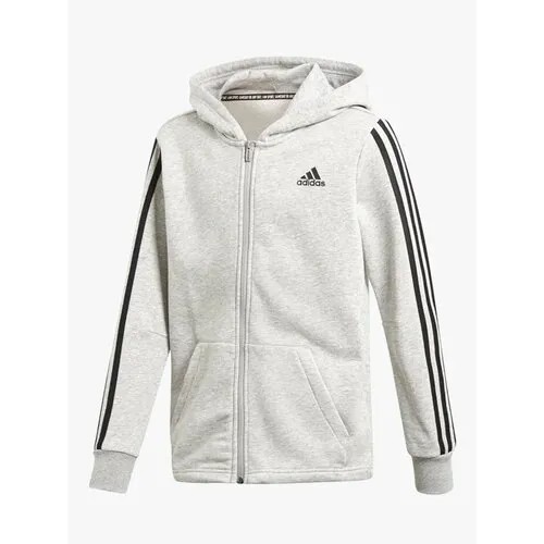 Толстовка adidas детская, карманы, капюшон, размер 128, серый