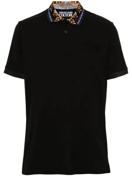 Versace Jeans Couture рубашка поло с вышитым логотипом, черный