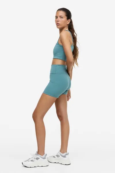 Спортивные шорты с высокой талией H&M, бирюзовый