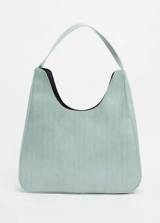Большая зеленая сумка-шоппер с отделкой под рептилию ASOS DESIGN-Зеленый