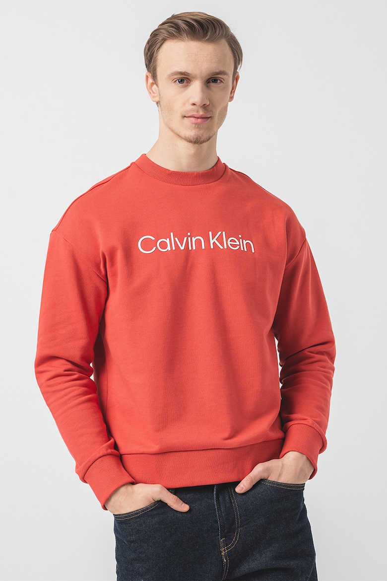 Толстовка с овальным вырезом и логотипом Calvin Klein, красный