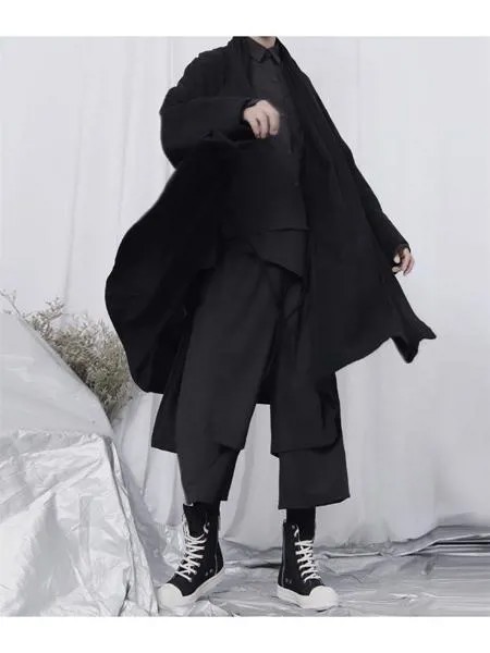 Мужская Новая ветровка Корейская версия Повседневная модная трендовая темная дизайнерская нишевая средней длины