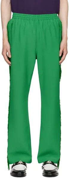 Зеленые спортивные брюки с бахромой Needles