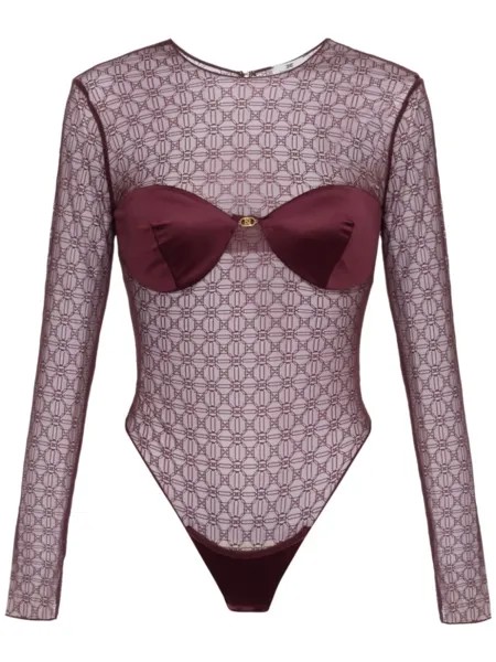 Elisabetta Franchi боди из жаккардового тюля, красный