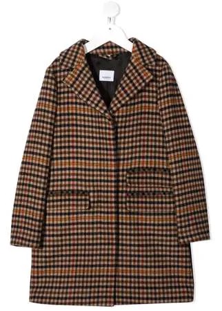 Burberry Kids пальто в клетку с вышивкой