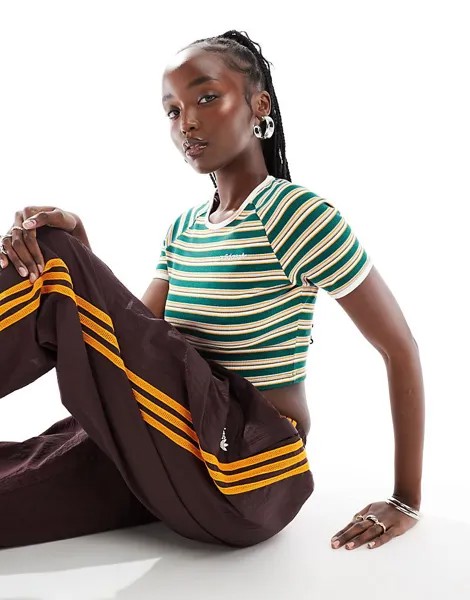 Разноцветная детская футболка в рубчик в полоску adidas Originals 80s Sport