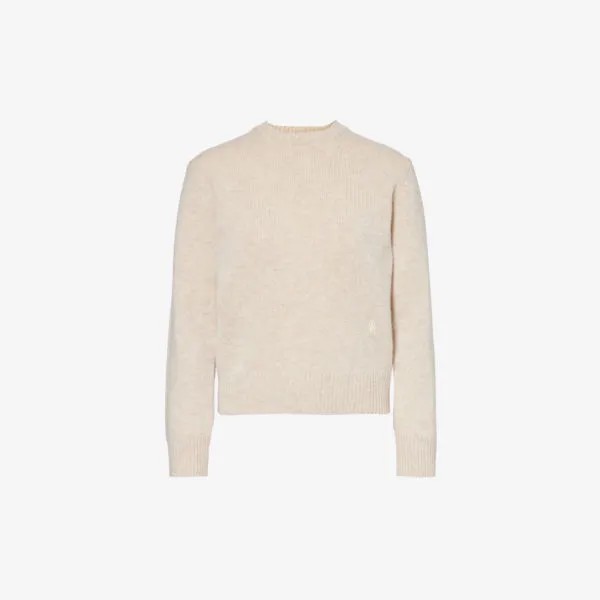 Шерстяной джемпер с фирменной вышивкой Sporty & Rich, цвет heather oatmeal
