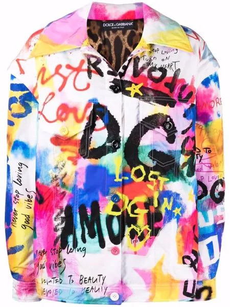 Dolce & Gabbana куртка-рубашка с принтом граффити