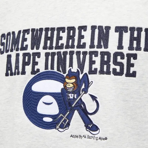 Толстовка College Devil Crew AAPE by A Bathing Ape, белый