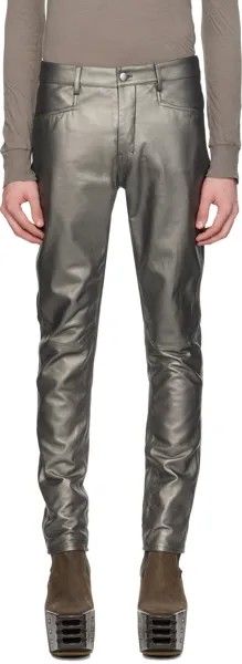 Кожаные брюки Tyrone цвета бронзы Rick Owens