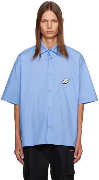 Синяя рубашка с раздвинутым воротником AMBUSH